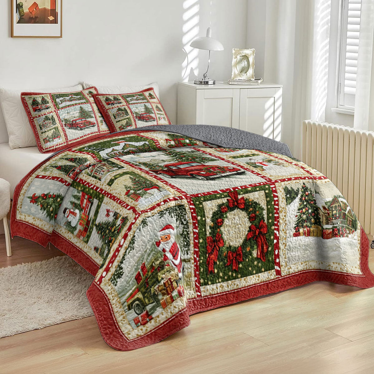 Shineful All Season Quilt 3-Piece Set Exciting Christmas