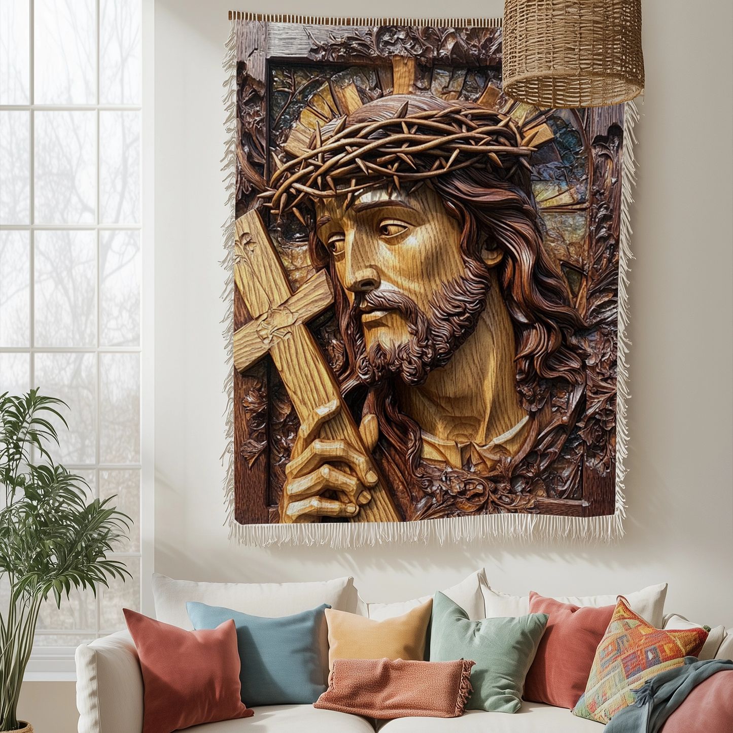 Shineful Woven Tapestry Throw Blanket Sacred Savior