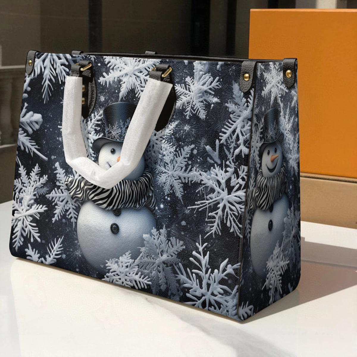 Sac en cuir brillant Frosty Elegance Bonhomme de neige