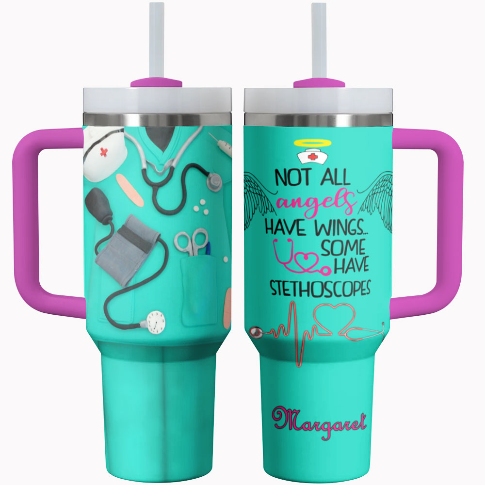 Nurse Tumbler Shineful Nurse Uniform Not All Angles Have Wings Personalized