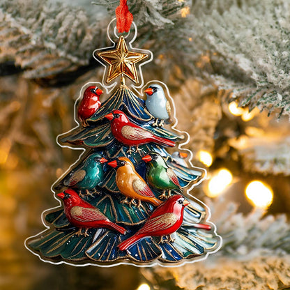 Shineful 2D Acrylic Ornament Bird Christmas Tree