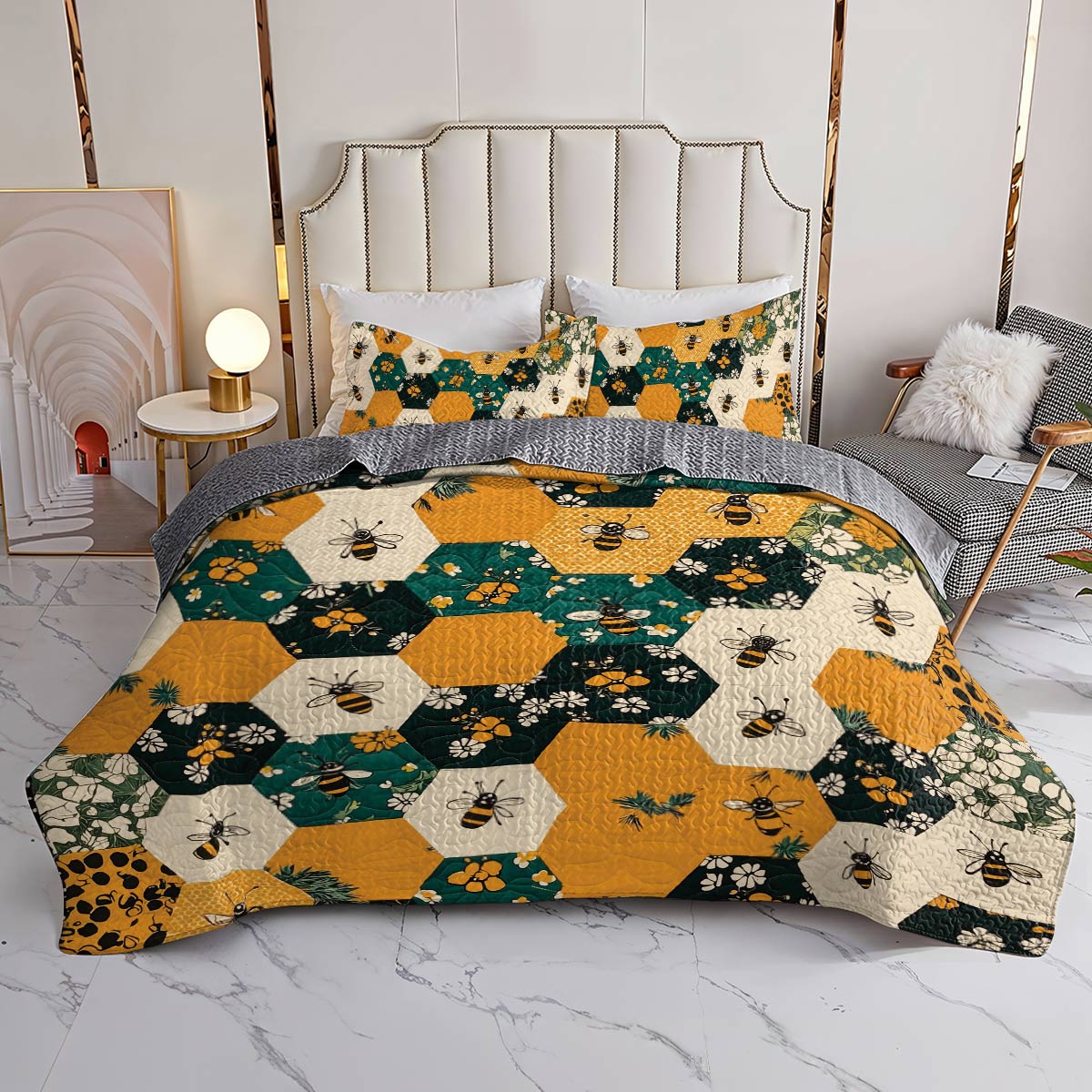 Shineful All Season Quilt 3-Piece Set - Honeycomb Haven