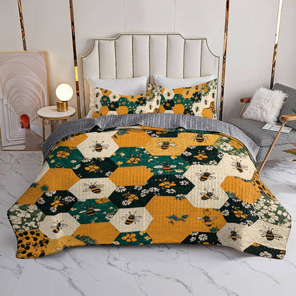 Shineful All Season Quilt 3-Piece Set - Honeycomb Haven