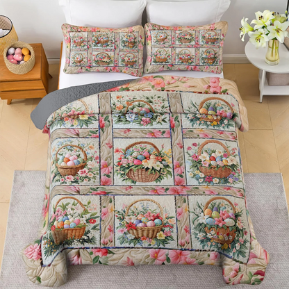 Shineful All Season Quilt 3-Piece Set Easter Spring Bloom Basket