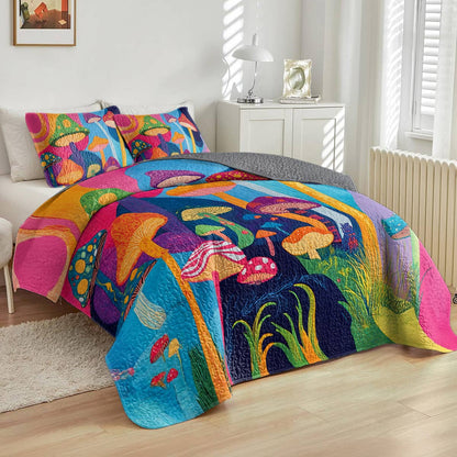 Shineful All Season Quilt 3-Piece Set - Mushroom Wonderland