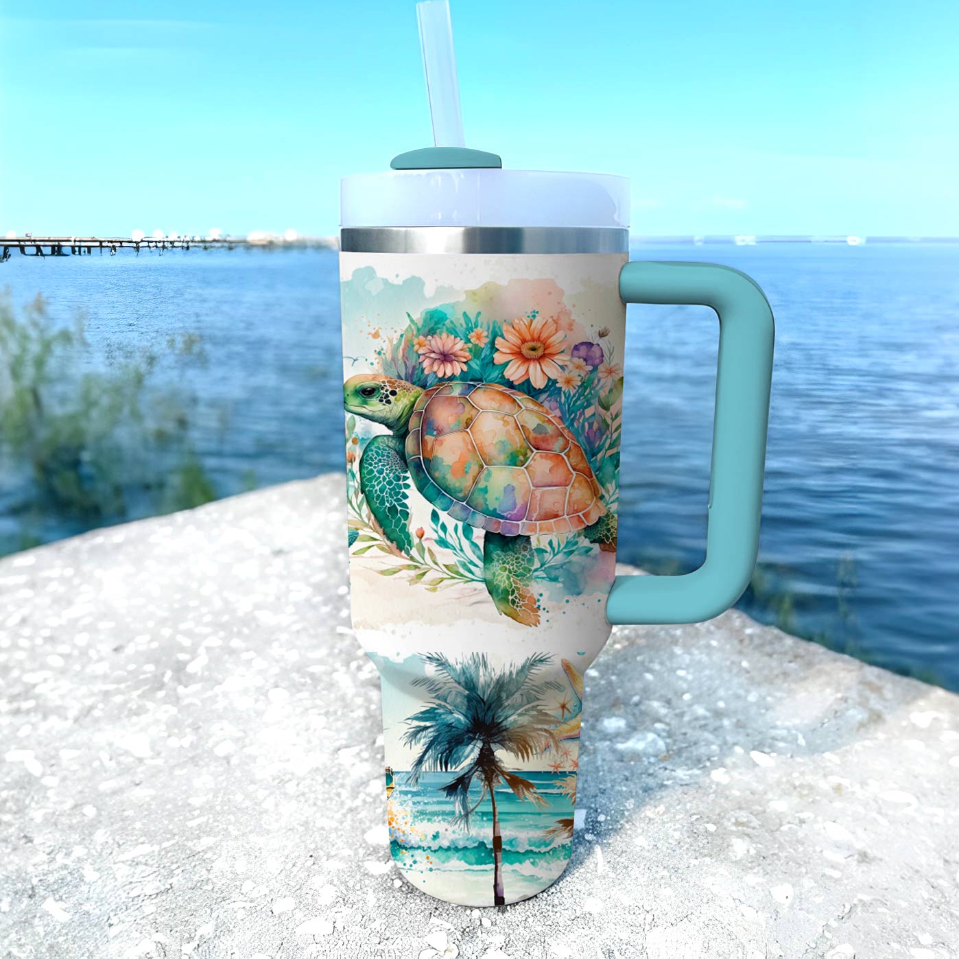 Turtle Shiny Tumbler Das Leben ist besser am Strand