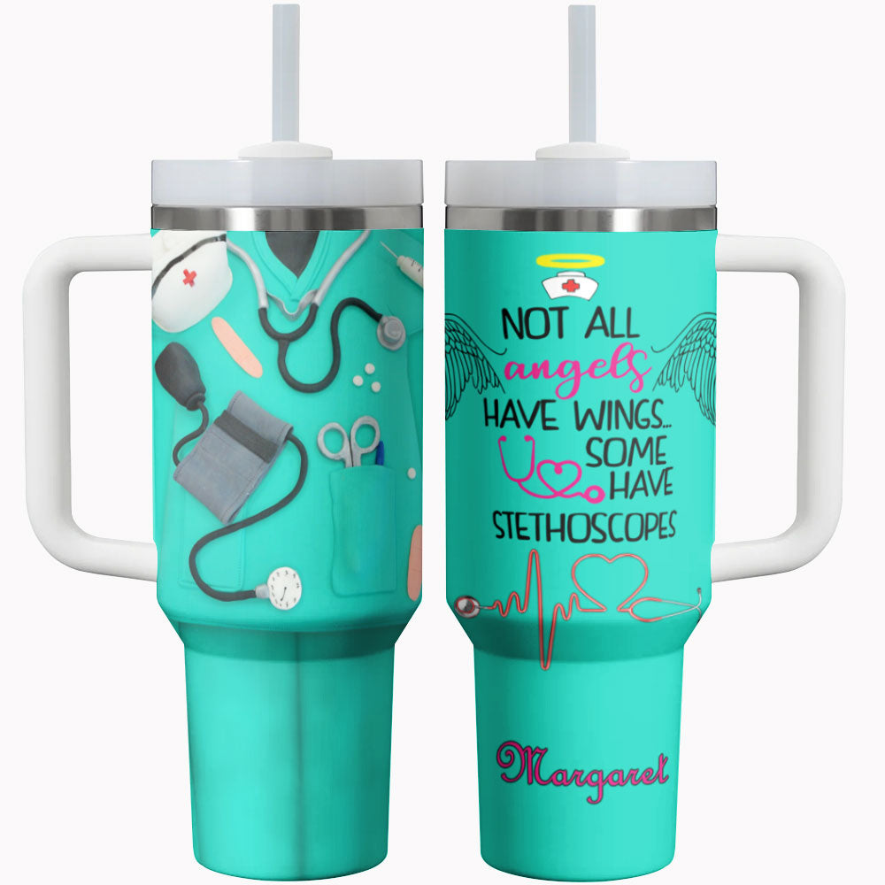 Nurse Tumbler Shineful Nurse Uniform Not All Angles Have Wings Personalized