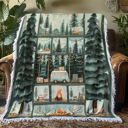 Shineful Woven Tapestry Throw Blanket - Cozy Camper's Escape