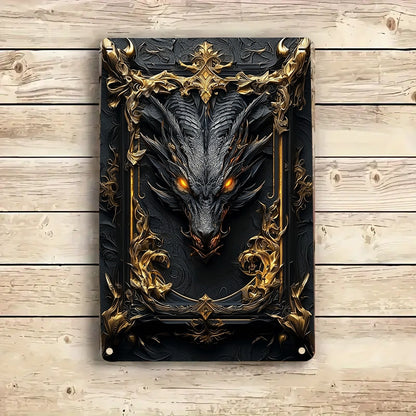 Shineful 2D Metal Sign Dark Guardian Dragon Enchanted