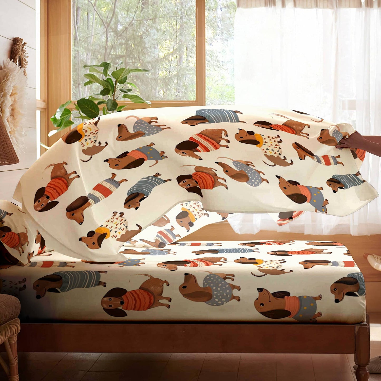 Shineful 4-Piece Bed Sheet Set Cuteness Overload Dachshunds