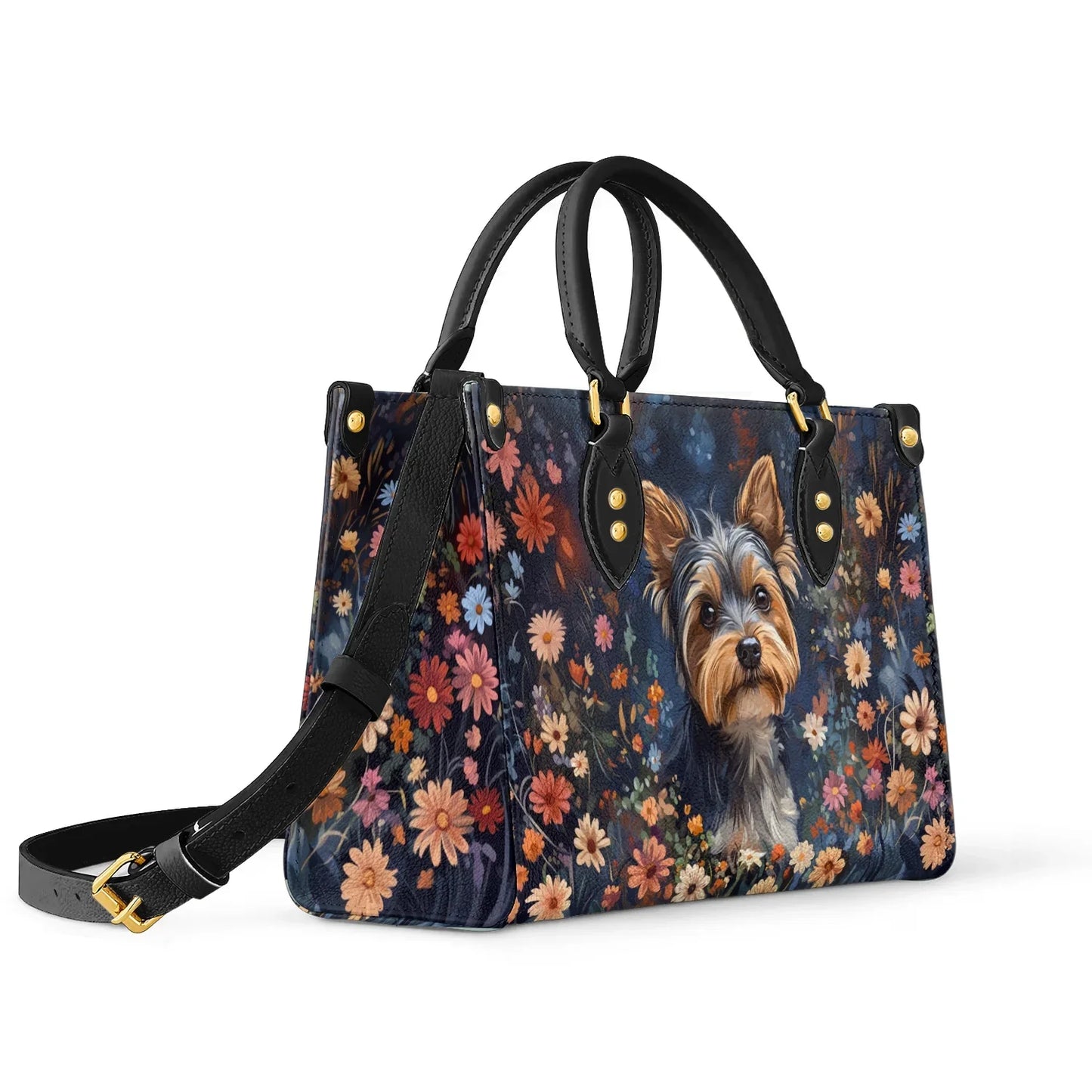 Shineful Leather Bag Personalized Enchanted Yorkie Bloom