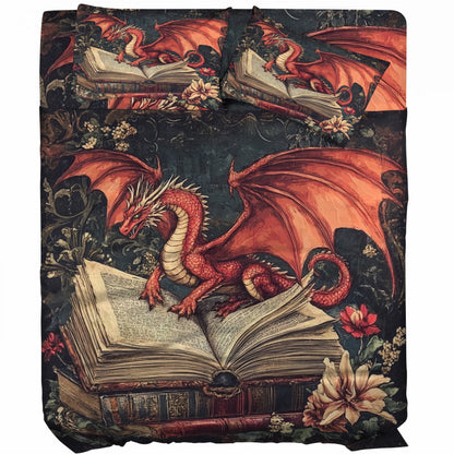 Shineful 4-Piece Bed Sheet Set Heritage Dragon Reading