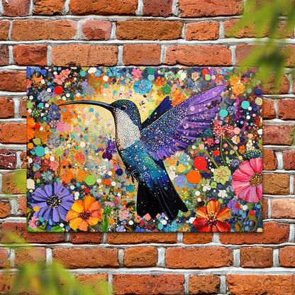 Shineful 2D Metal Sign Sample Vibrant Hummingbird