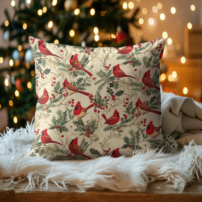 Shineful 2D Print Cushion Cover, Pillowcase, Pillows Covers - Winter Cardinal Harmony