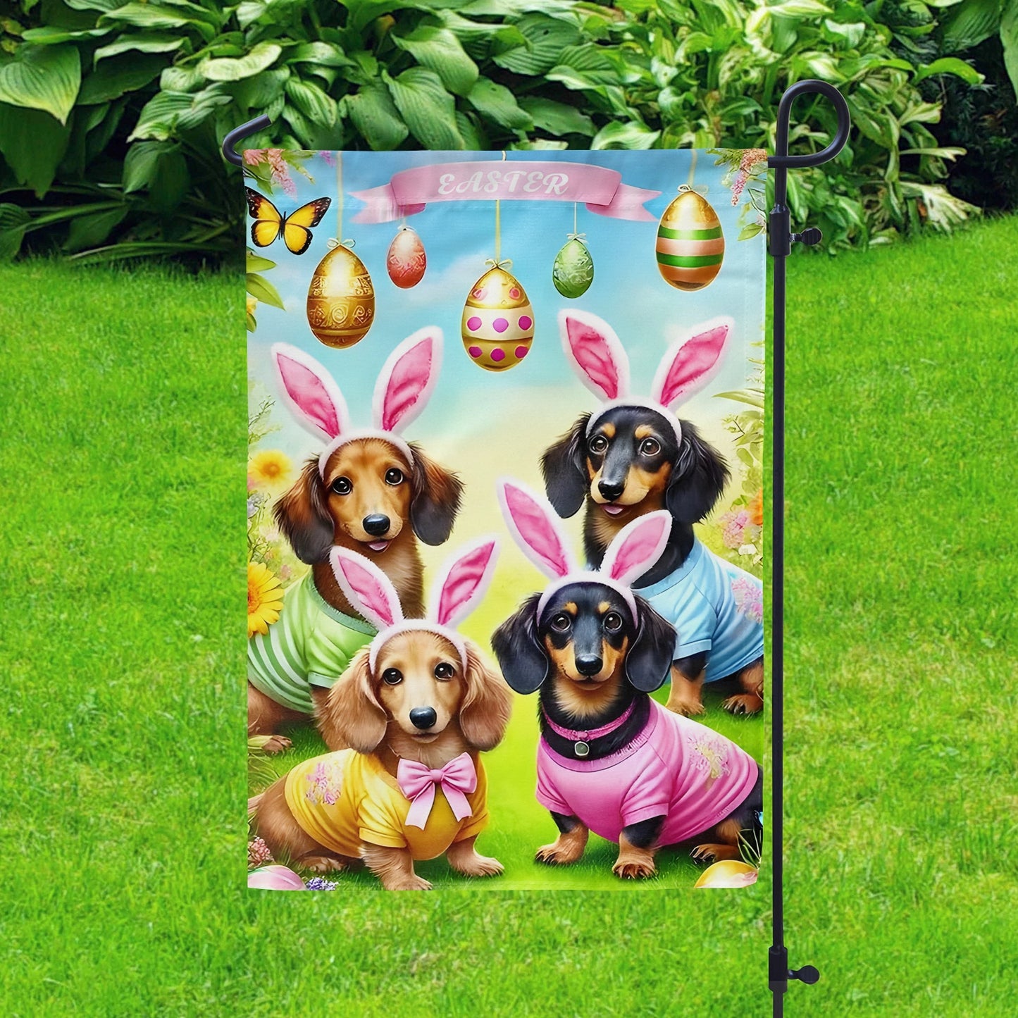 Shineful Garden Flag 12" x 18" Dachshund Delight Easter