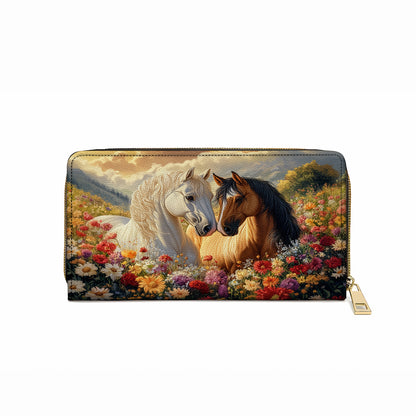 Shineful Leather Clutch Purse With Wristlet Strap Handle Blossoming Love