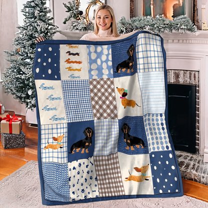 Shineful Fleece Blanket Chic Dachshund Block