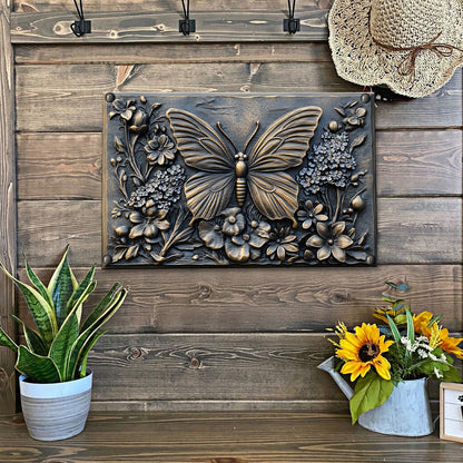 Shineful 2D Metal Sign Floral Butterfly