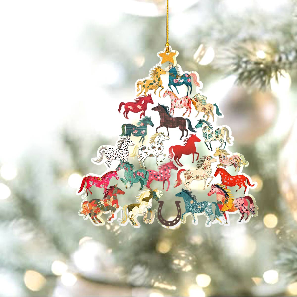 Shineful 2D Acrylic Ornament Charming Floral horses