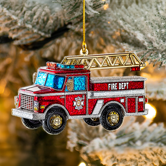 Shineful 2D Acrylic Ornament - Festive Fire Engine