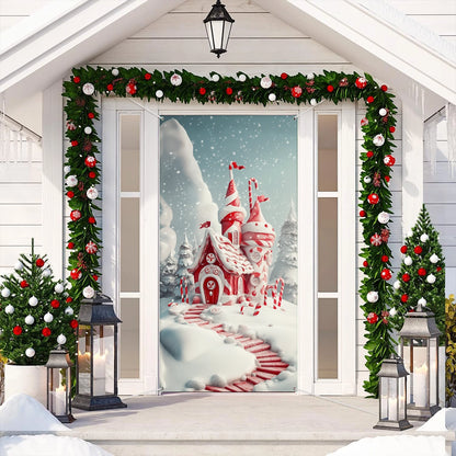 Shineful Door Cover Candy Cane Castle