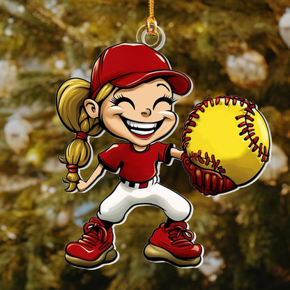 Shineful 2D Acrylic Ornament - Softball Superstar Spark