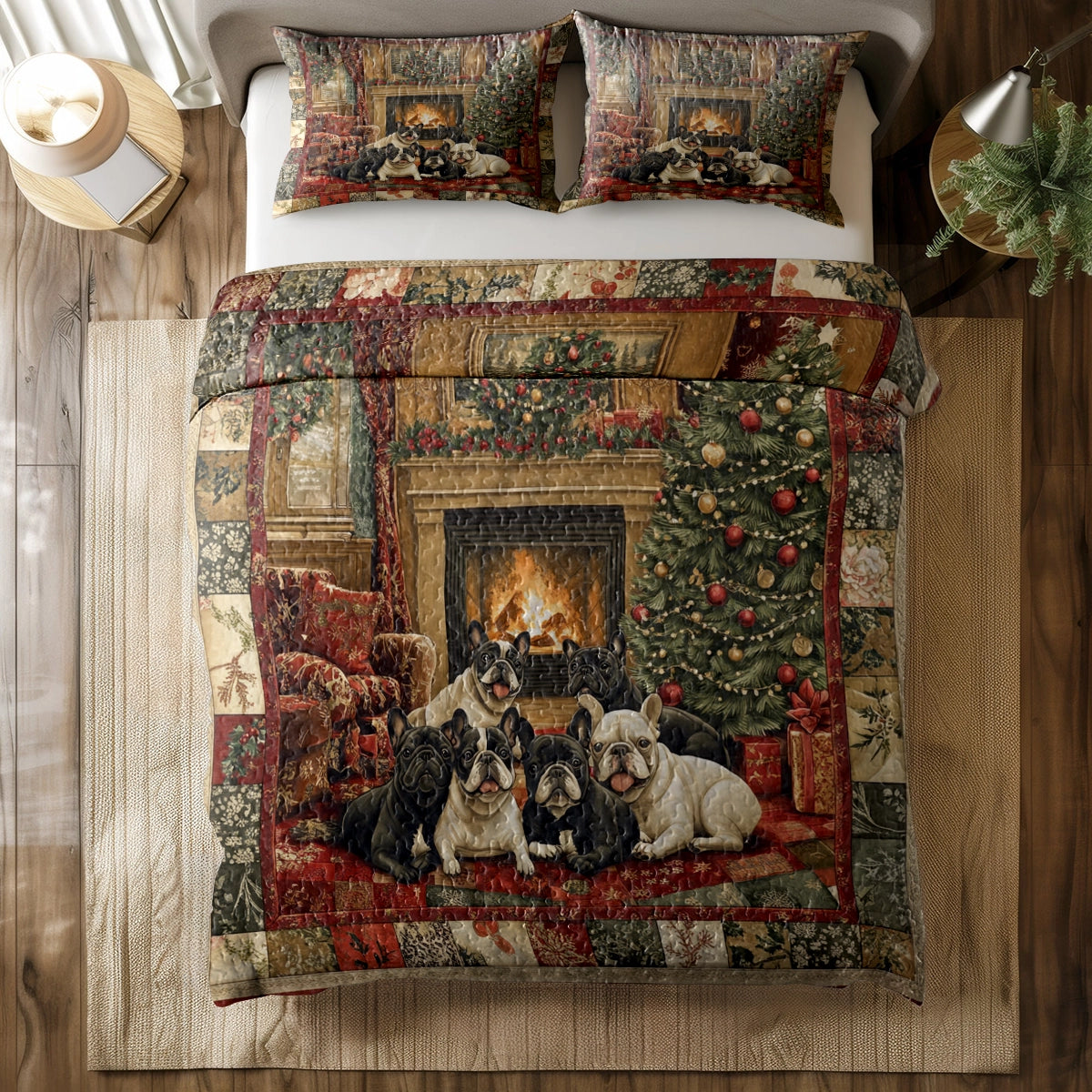 Shineful All Season Quilt 3-Piece Set - Frenchie Fireside Christmas