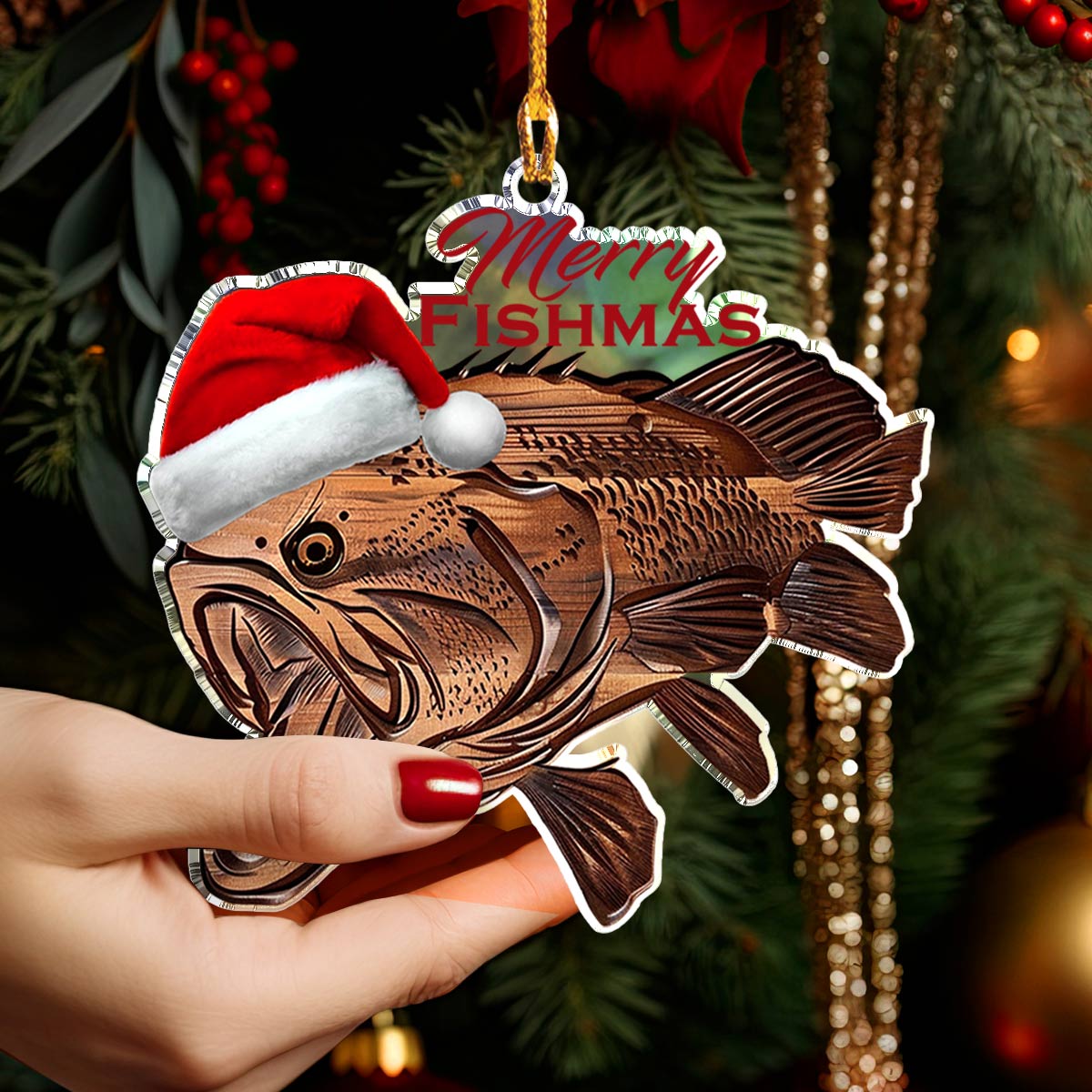 Shineful 2D Acrylic Ornament Bass Merry Fishmas