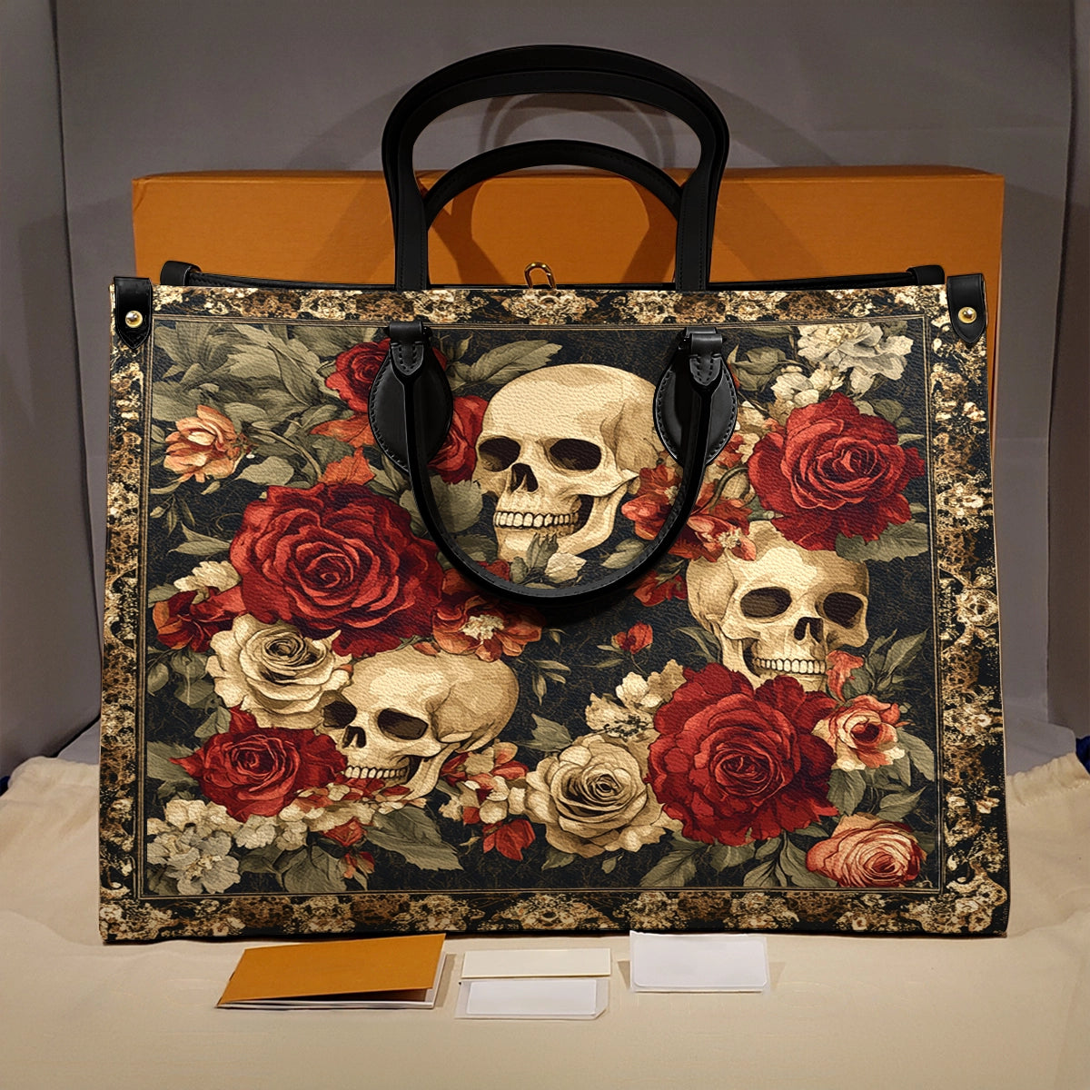 Shineful Leather Bag Crimson Skull Bloom