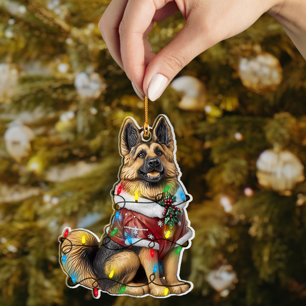 Shineful 2D Acrylic Ornament - Festive German Shepherd Collection