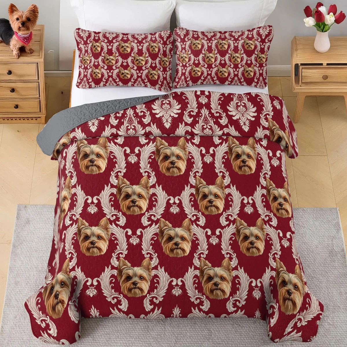 Shineful All Season Quilt 3-Piece Set  Royal Yorkie Charm