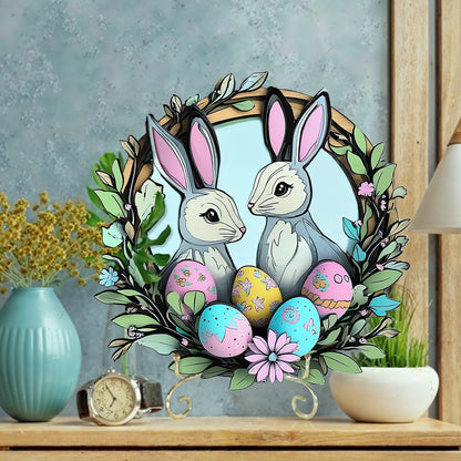 Shineful 2D Wooden Plaque, Hanging Decor, Door Sign - Springtime Easter Bunnies