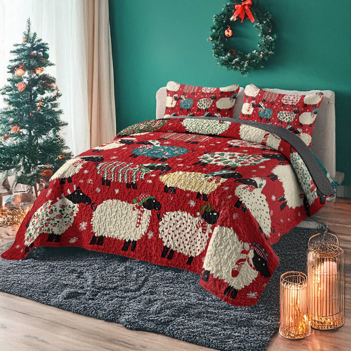 Shineful All Season Quilt 3-Piece Set - Christmas Sheep