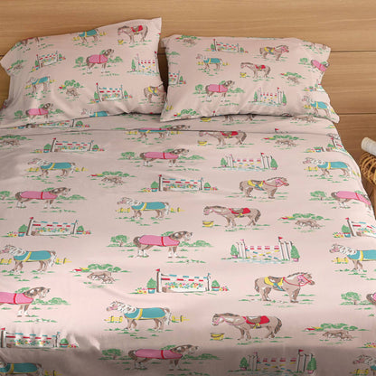 Shineful 4-Piece Bed Sheet Set Horse Racing