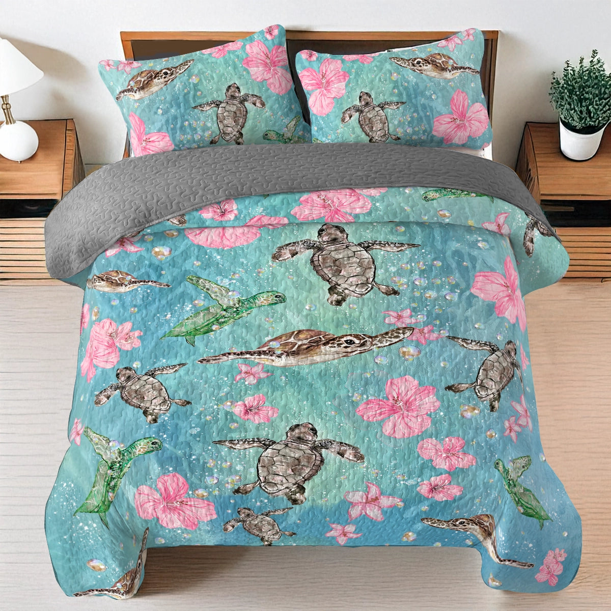 Shineful All Season Quilt 3-Piece Set - Sea Turtle Freedom