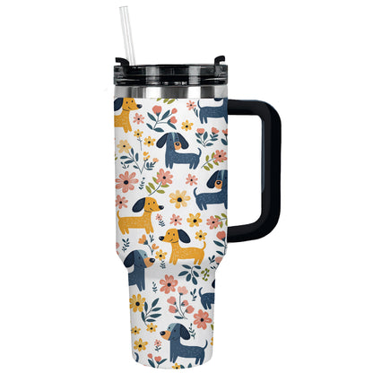 Shineful Tumbler Floral Cheerful Dachshund