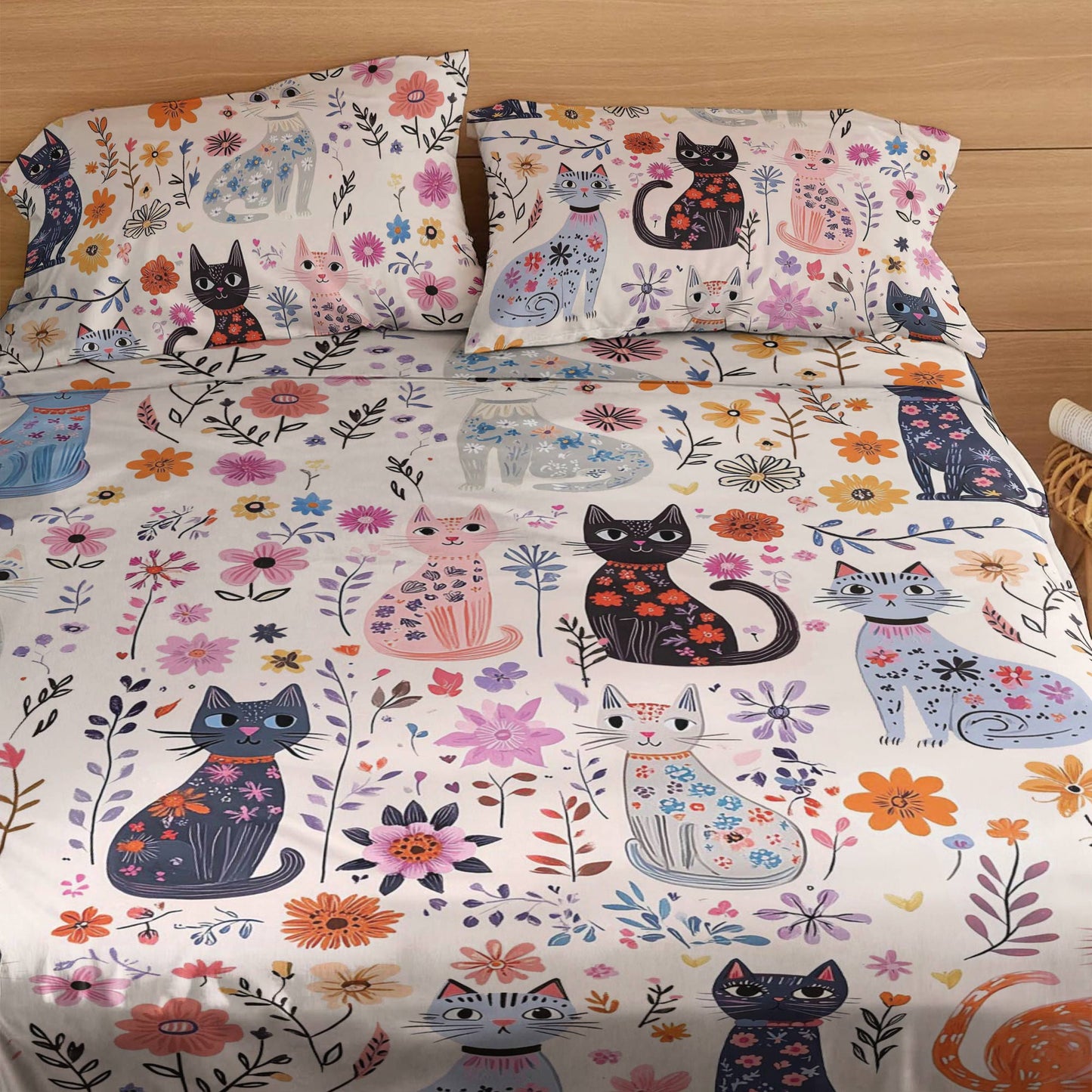 Shineful 4-Piece Bed Sheet Set Catty Blooms