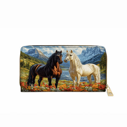 Shineful Leather Clutch Purse With Wristlet Strap Handle Majestic Meadow Bond