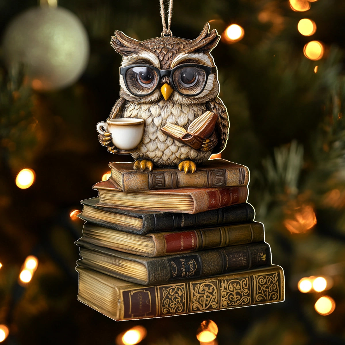 Shineful 2D Acrylic Ornament The Wise Bookworm Owl