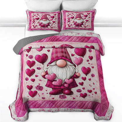 Shineful All Season Quilt 3-Piece Set Valentine Gnome