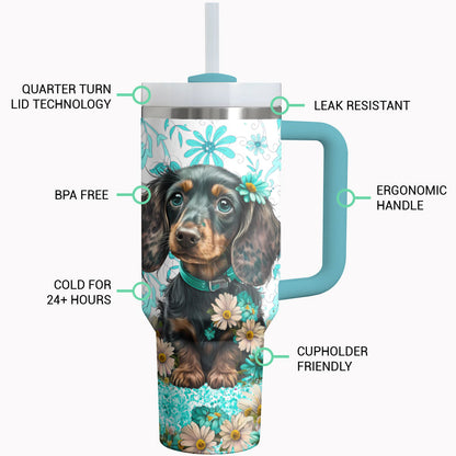 Dachshund Shineful Tumbler 40/30oz Doxie Blossom