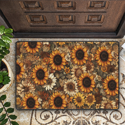 Shineful Ultra-Thin Non Skid Floor Mat, Kitchen Rugs Sunflower Glow