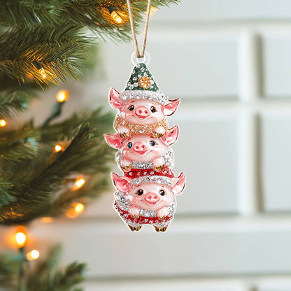 Shineful 2D Acrylic Ornament Twinkling Stack Of Piggies