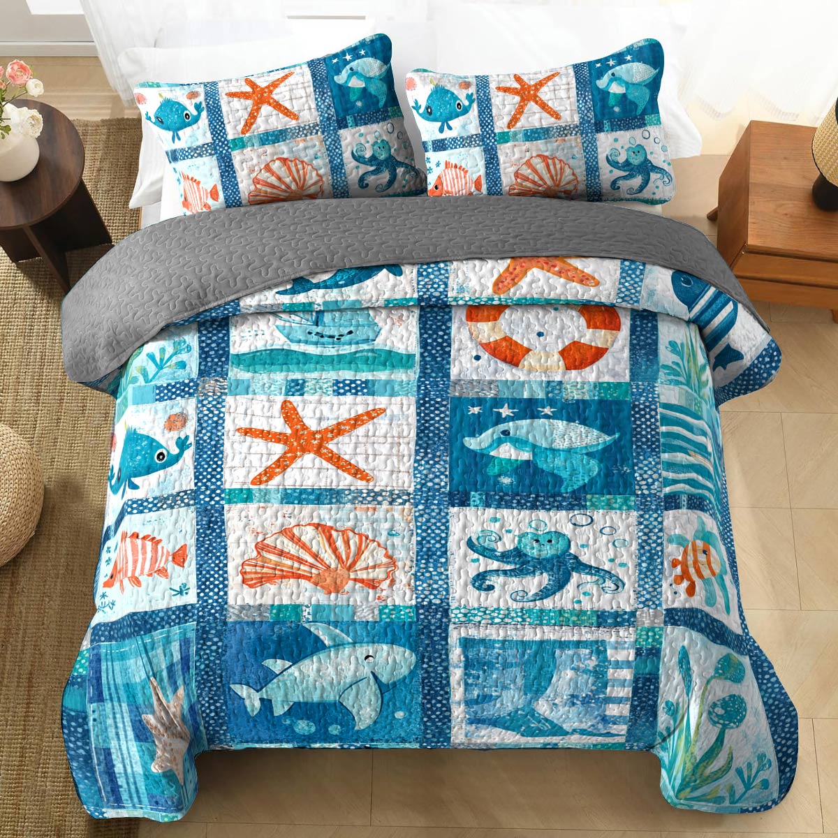 Shineful All Season Quilt 3-Piece Set Pretty Beach Life