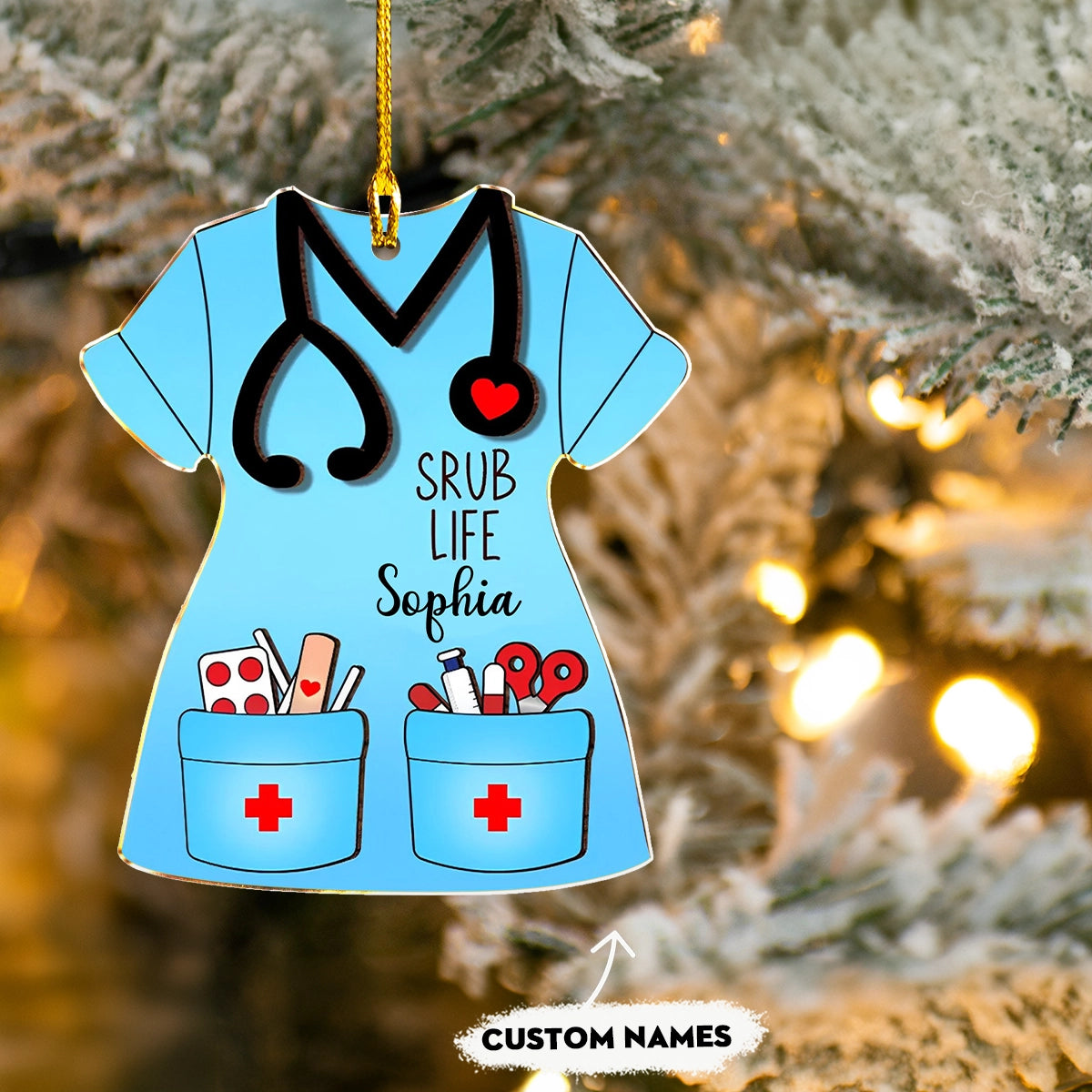 Shineful 2D Acrylic Ornament Personalized Nurse Scrub Life