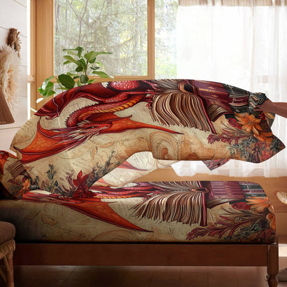 Shineful 4-Piece Bed Sheet Set Dragon Just One More Chapter