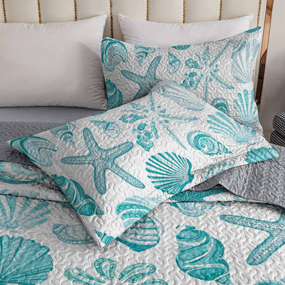 Shineful All Season Quilt 3-Piece Set Seashell Beach Love