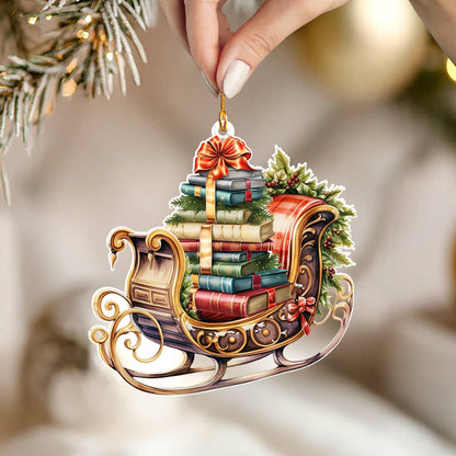 Shineful 2D Acrylic Ornament Bookish Sleigh Ride