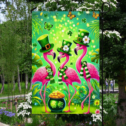 Shineful Garden Flag 12" x 18" Lucky Flamingo Trio