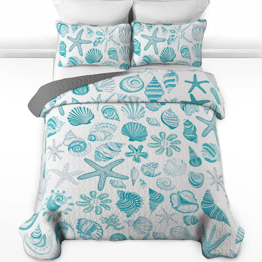 Shineful All Season Quilt 3-teiliges Set Seashell Beach Love